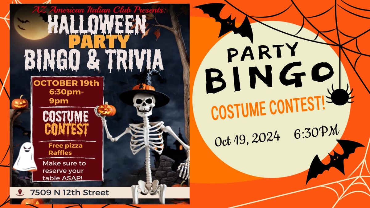 Halloween Party Bingo Wear your Costume!, Arizona Italian Club