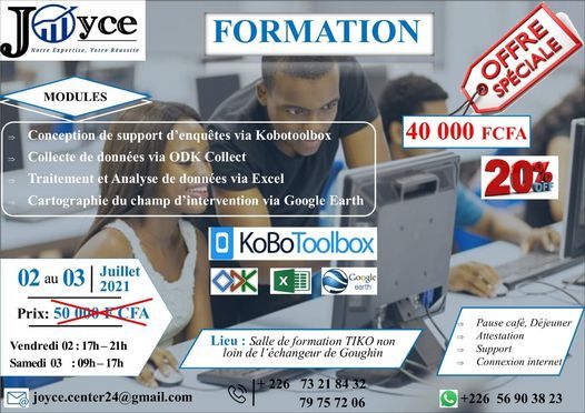 Formation en KOBOTOOLBOX ; ODK Collect ; Excel avanc\u00e9e ; Google Earth