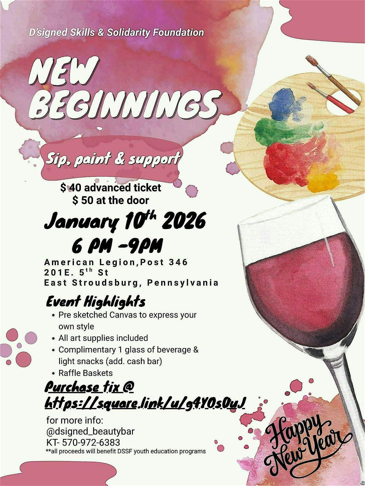New Year\/ New Beginnings Sip & Paint