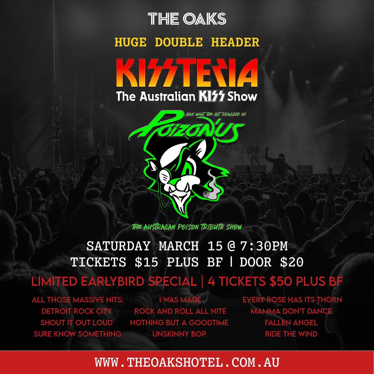 KISSTERIA & Poizon\u2019Us Live The Oaks Albion Park 