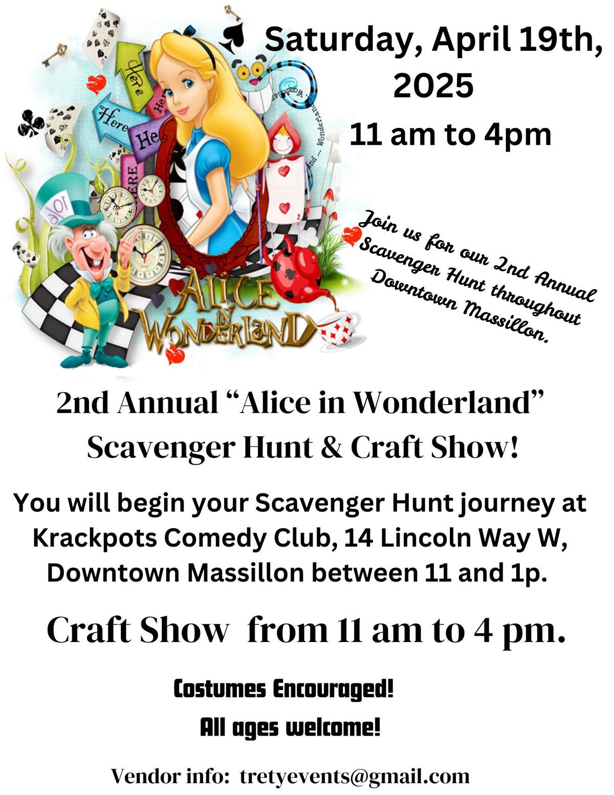 2nd Annual "Alice in Wonderland" Scavenger Hunt & Craft Show!