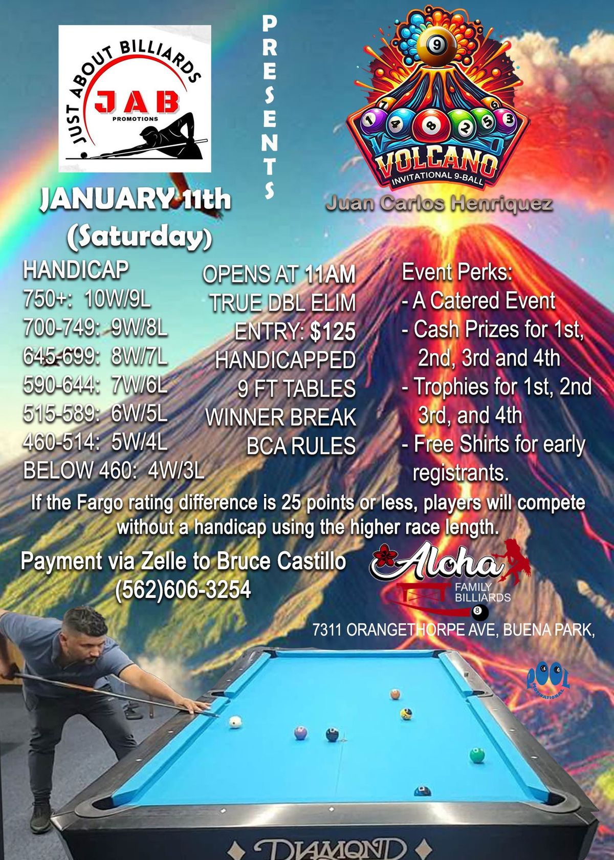 **VOLCANO INVITATIONAL 9-BALL TOURNAMENT**