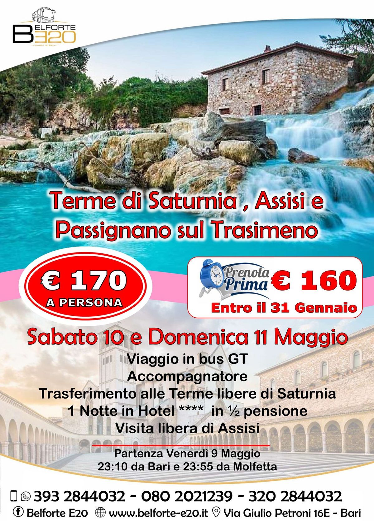  Terme di Saturnia, Assisi e Passignano sul Trasimeno 10 - 11 Maggio 2025 By BE20