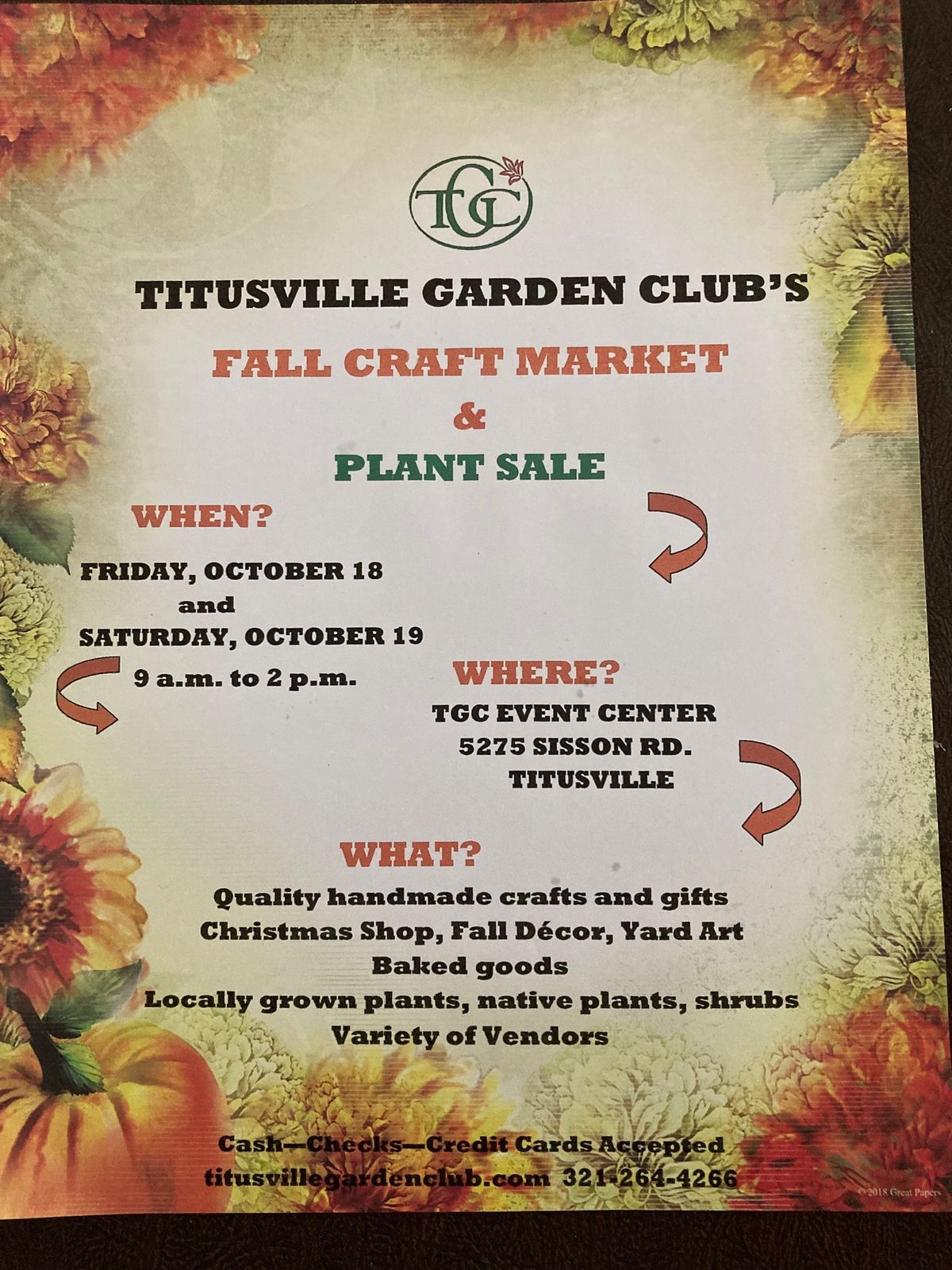 FALL CRAFT MARKET AND PLANT SALE