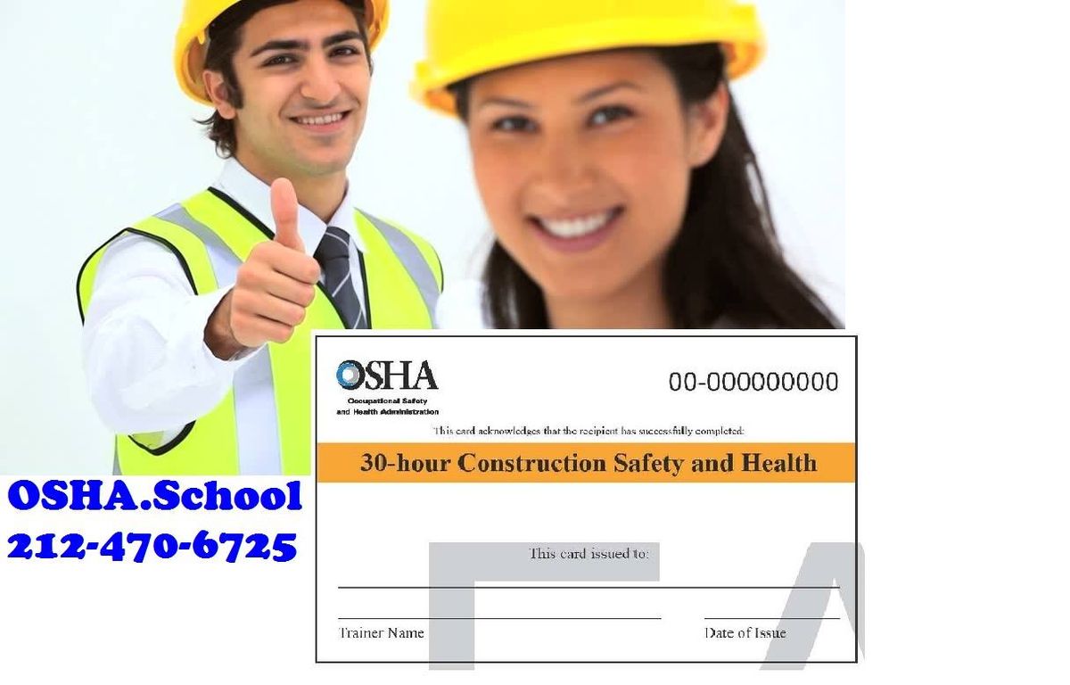 Clases de OSHA 30 Horas Para 40HR Construccion en Junio 24,25,26.27.28y30