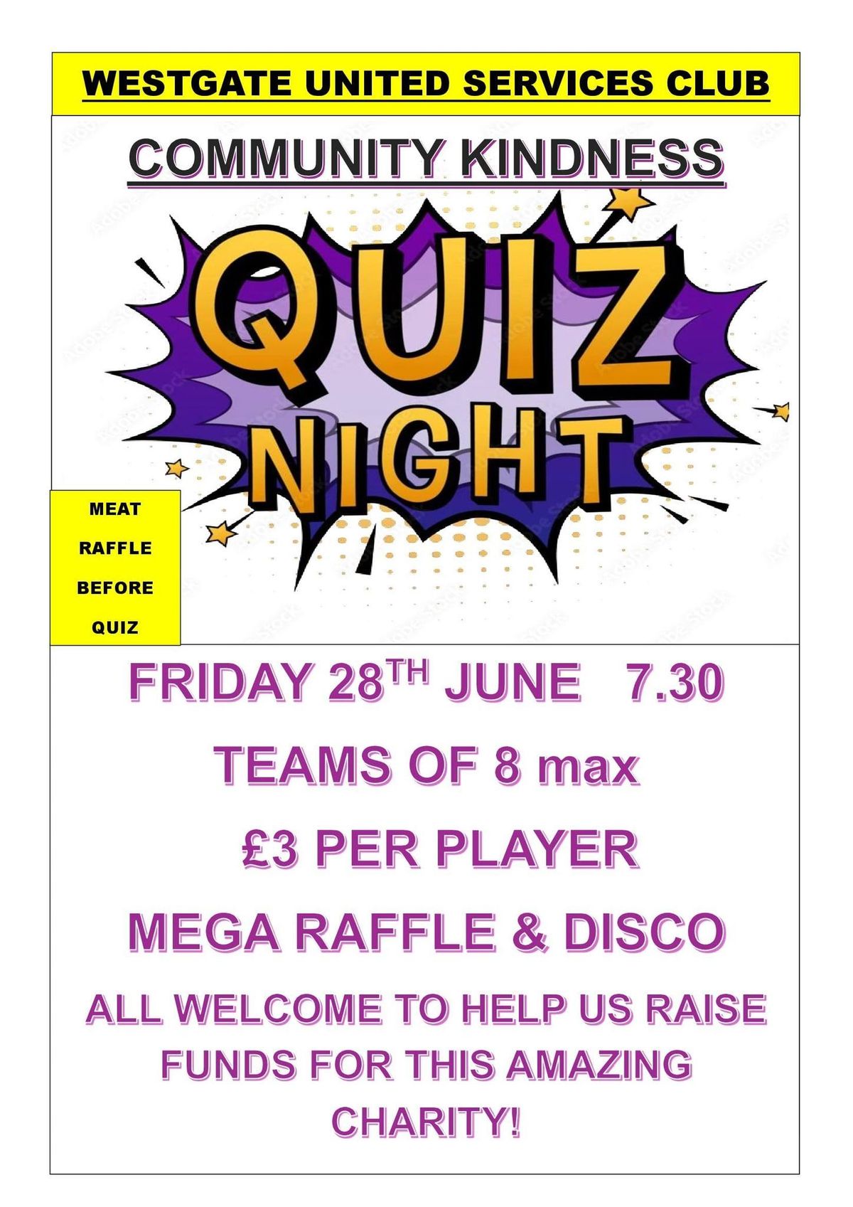 Charity Quiz Night & 50 PRIZE MEGA RAFFLE In Aid Of Community Kindness Thanet Charity