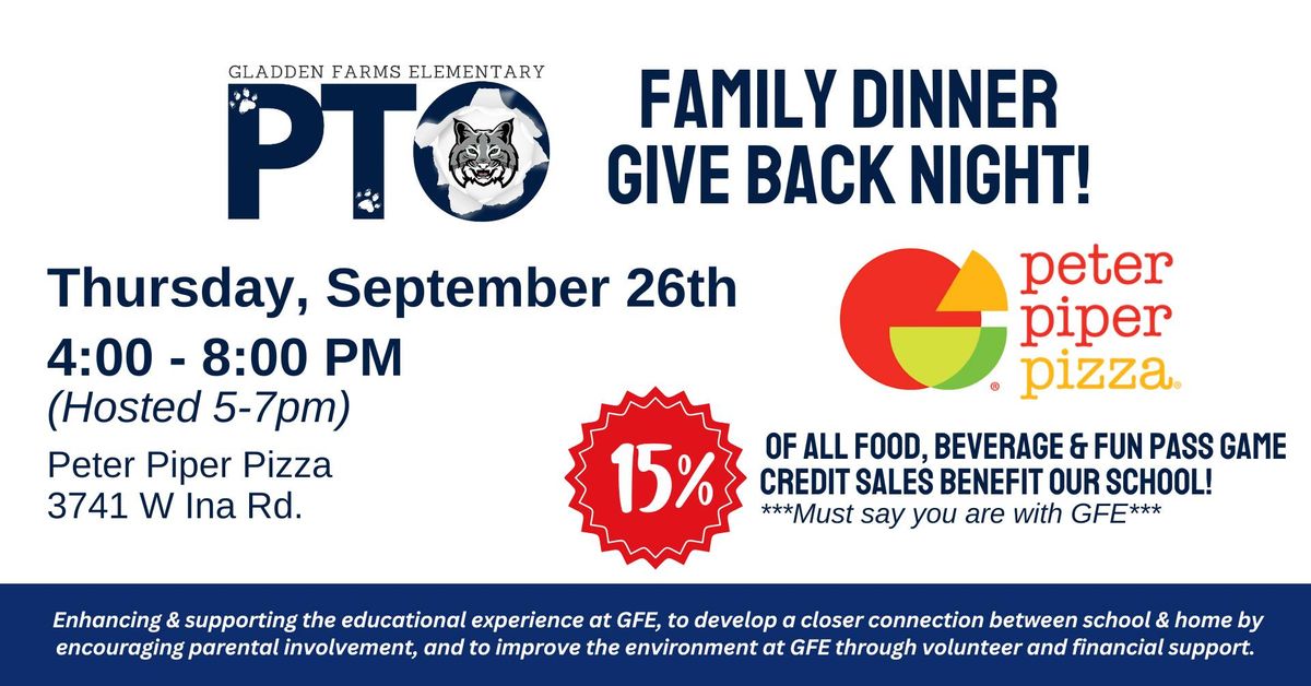 Family Dinner Give Back Night: Peter Piper Pizza