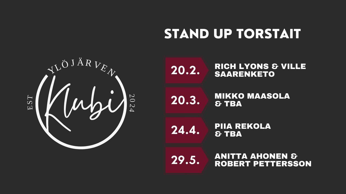 Yl\u00f6j\u00e4rven Klubi : Stand Up torstai Anitta Ahonen & Robert Pettersson