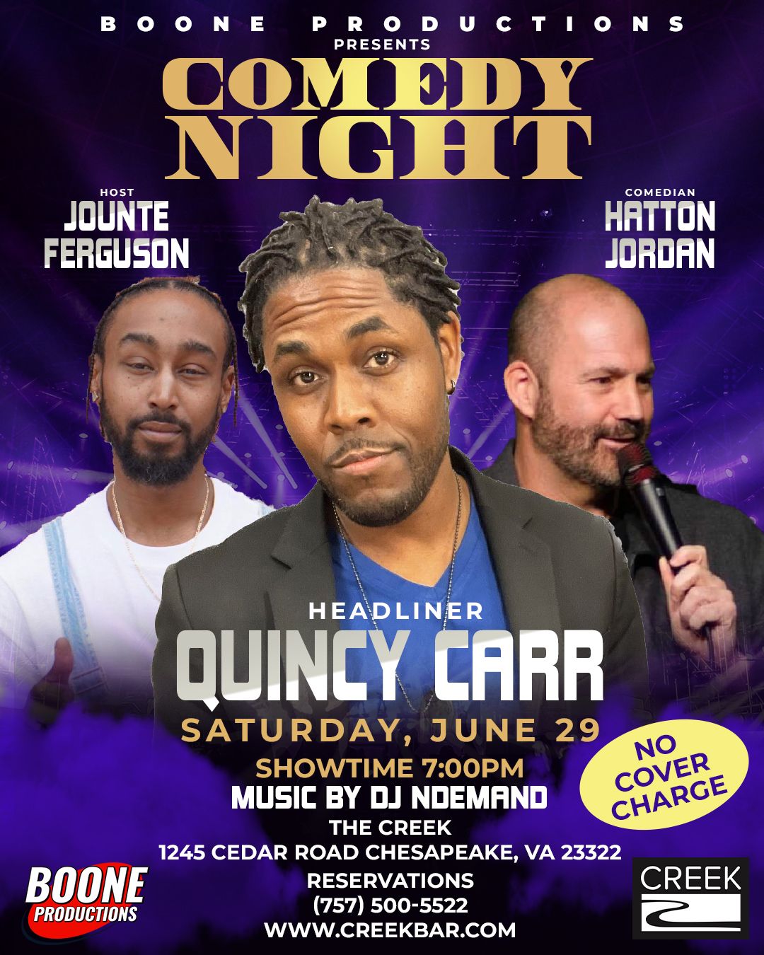 Free Comedy Show at The Creek: Headliner Quincy Carr!