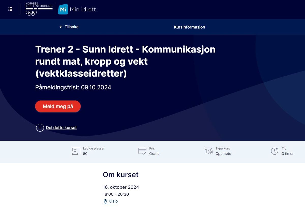 Sunn Idrett - Kommunikasjon rundt mat, kropp og vekt (vektklasseidretter)