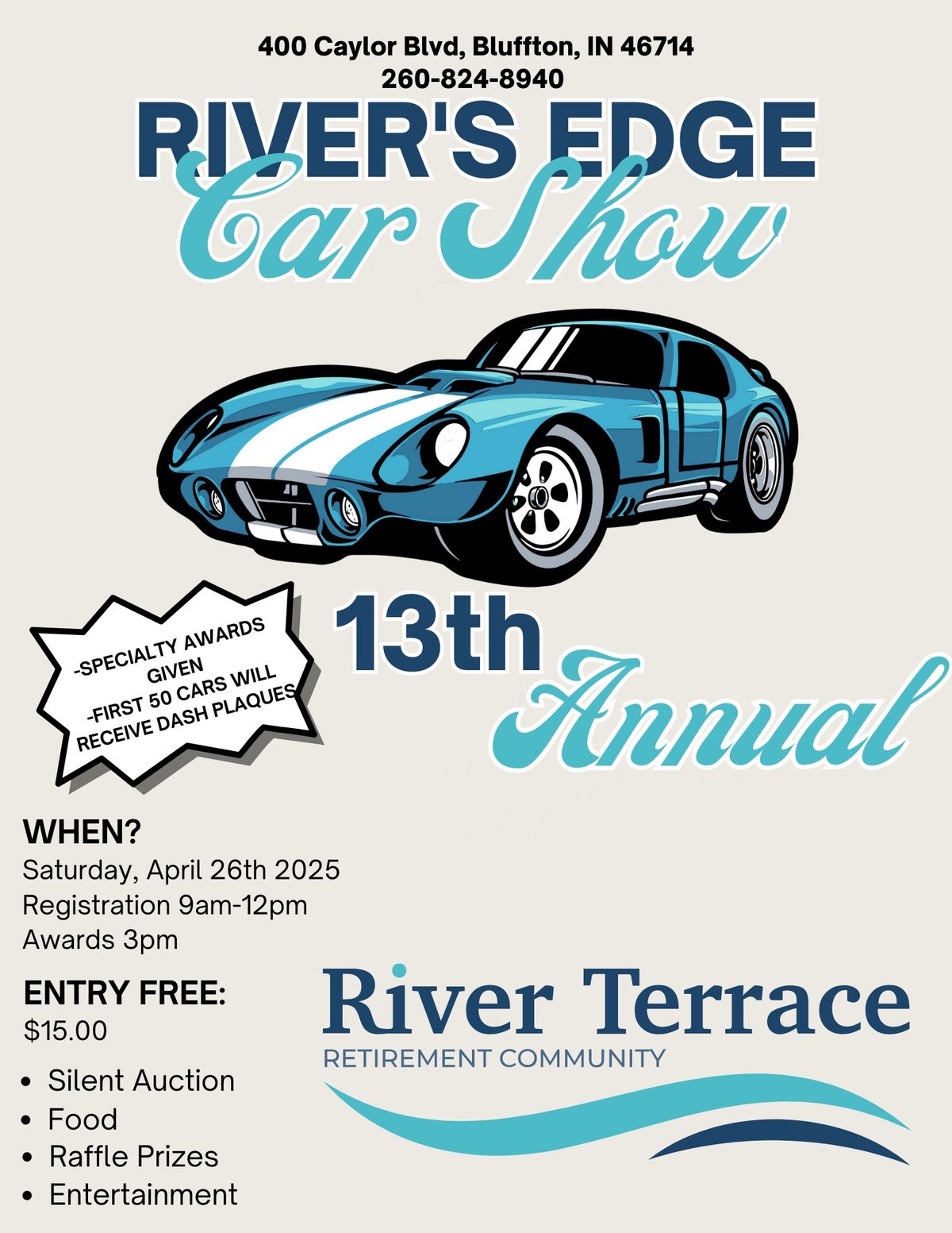 13th Annual Rivers Edge Car Show!!