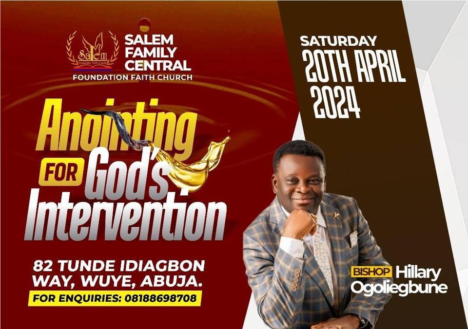 ANOINTING FOR GOD'S INTERVENTION LIVE WITH BISHOP HILLARY OGOLIEGBUNE. 