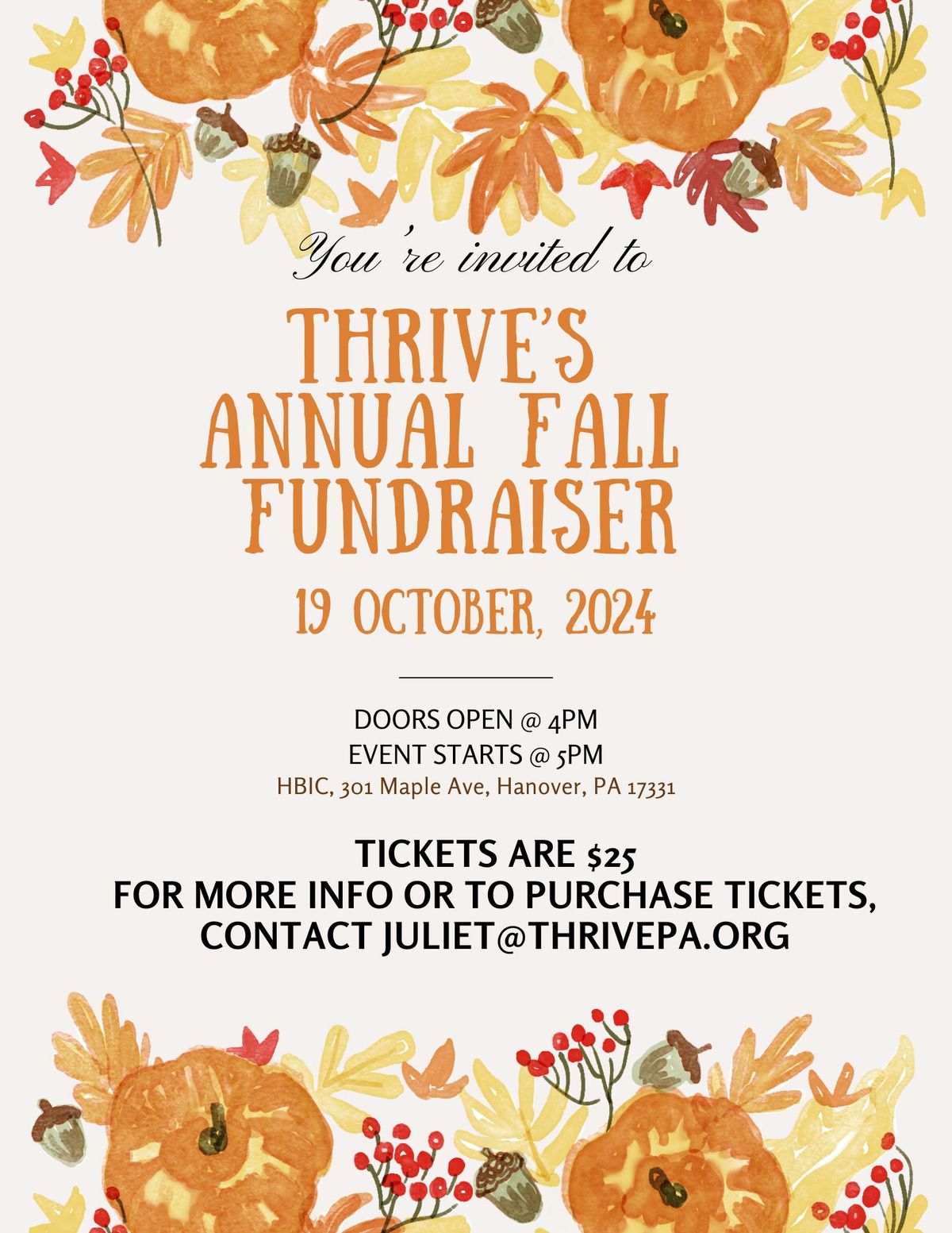 Thrive's Annual Fall Fundraiser