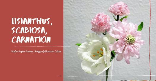 洋桔梗藍盆花康乃馨 威化紙花班 Blossom Cakes Hong Kong 6 February 21