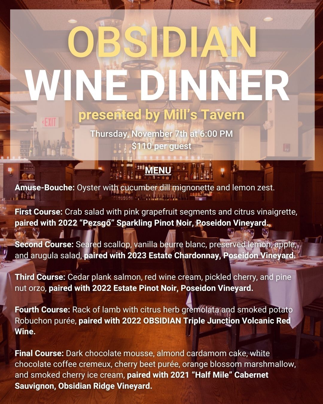 Obsidian Wine Dinner