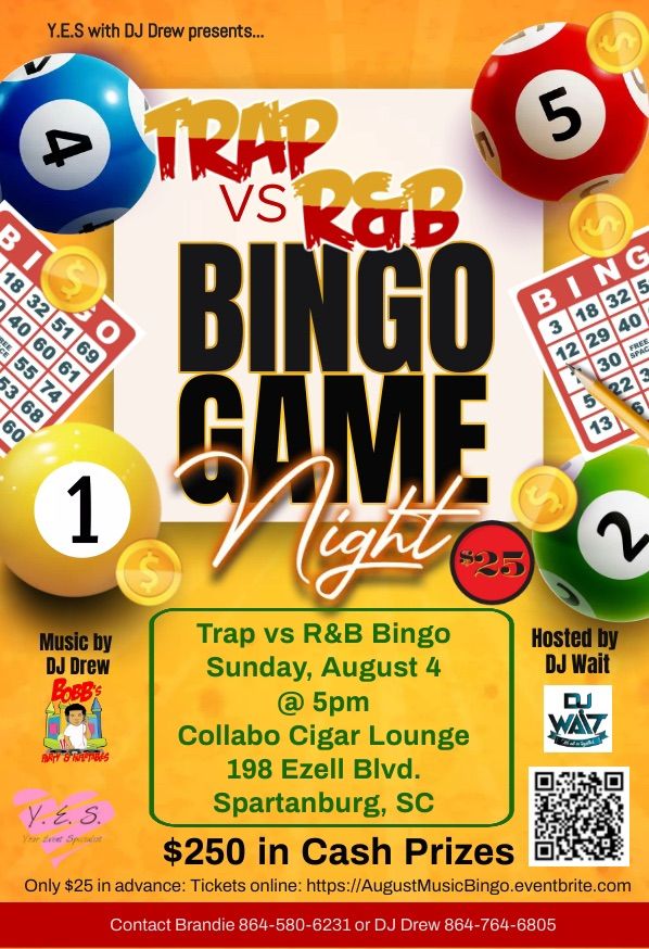 Trap vs R&B music Bingo
