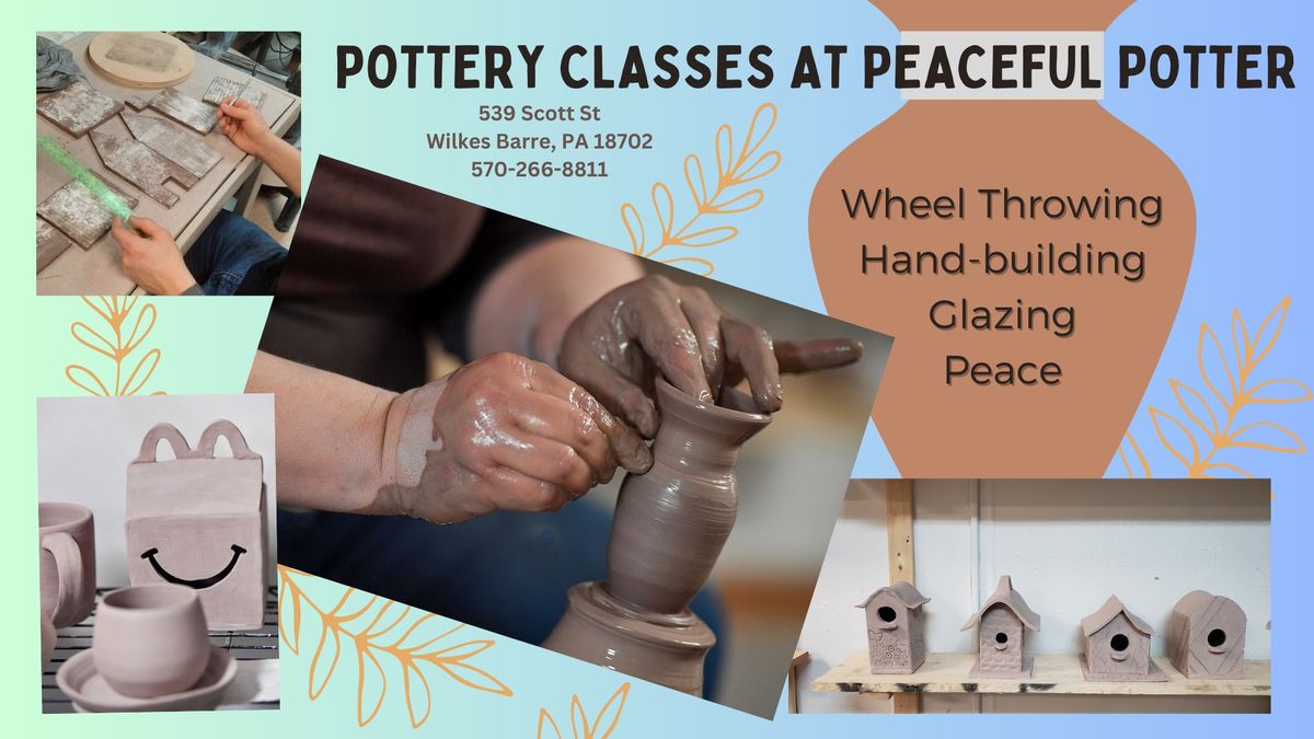 Intro to Pottery for Adults, Wednesdays, 7-9 pm, beginning 7\/17\/24