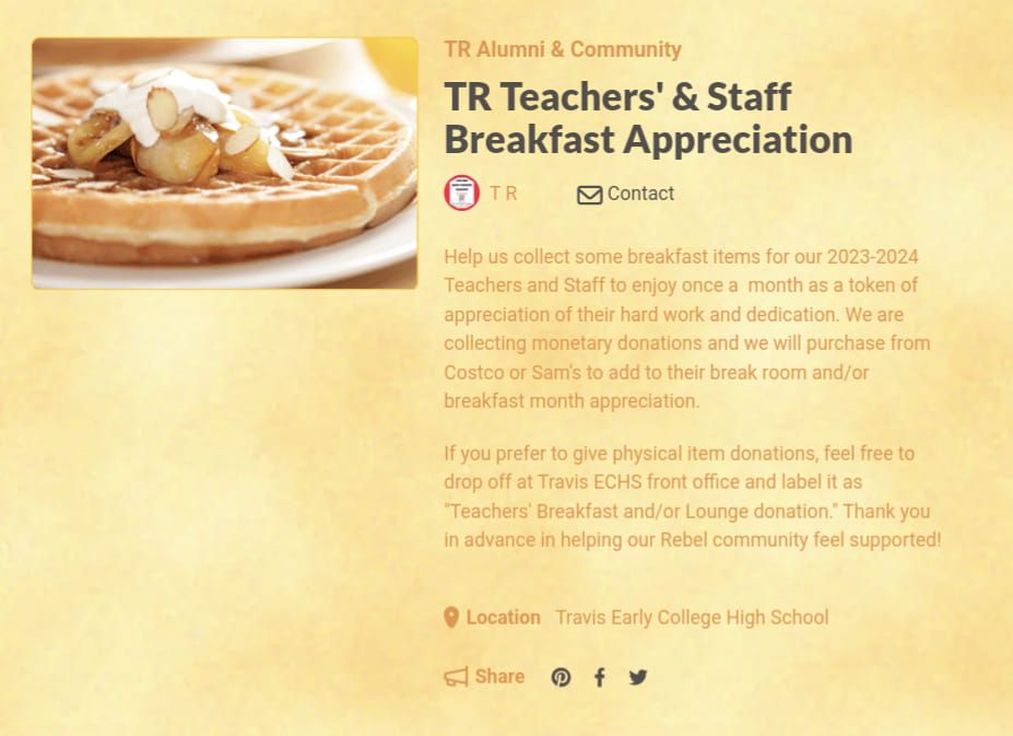 TR Teachers' Breakfast Appreciation
