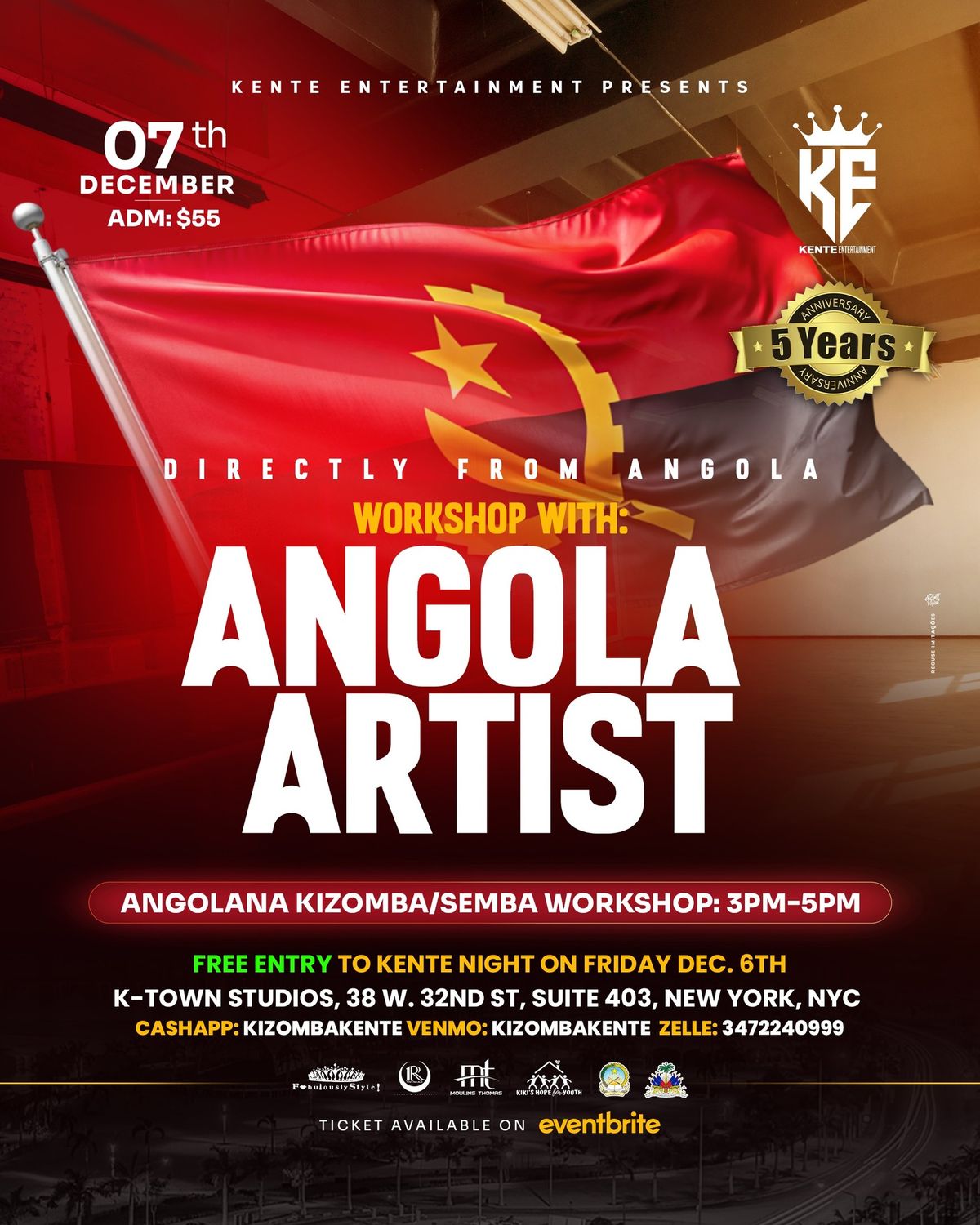 ANGOLANA KIZOMBA\/SEMBA WORKSHOP w\/ ANGOLAN ARTIST 