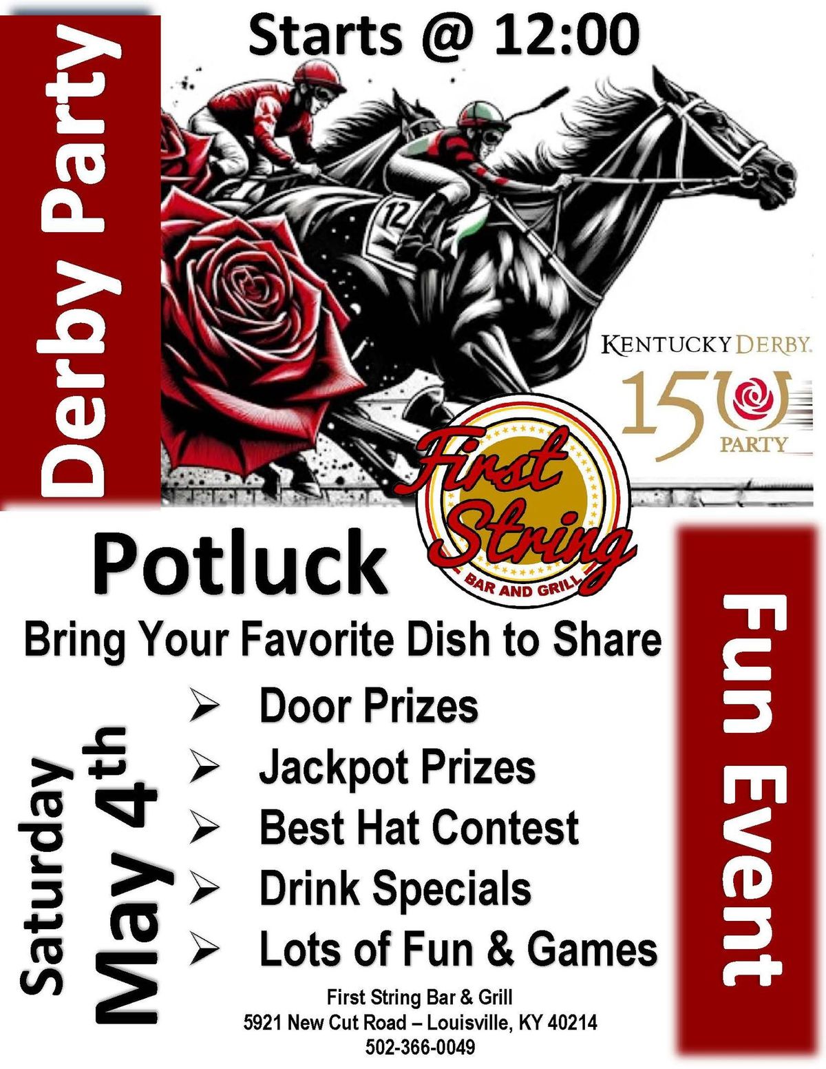 IT'S DERBY DAY AT FIRST STRING - POTLOCK DERBY WATCH PARTY