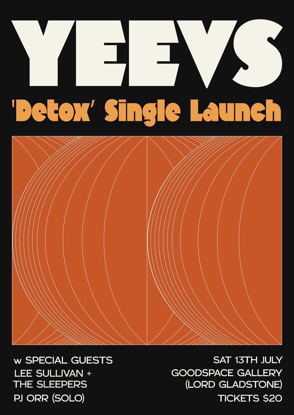 YEEVS 'Detox' single launch at Lord Gladstone W\/Lee Sullivan & The Sleepers + PJ Orr (solo)