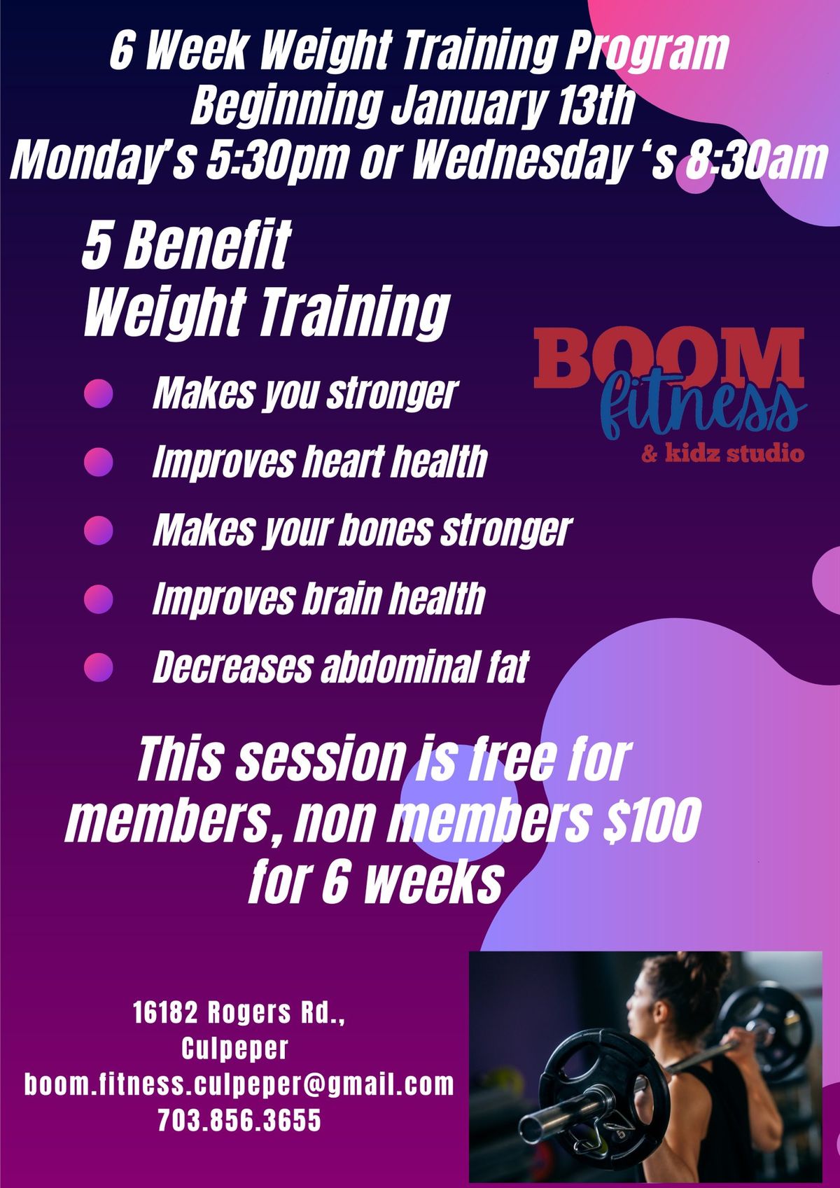 BOOM Fitness 6 Week Weight Training Program