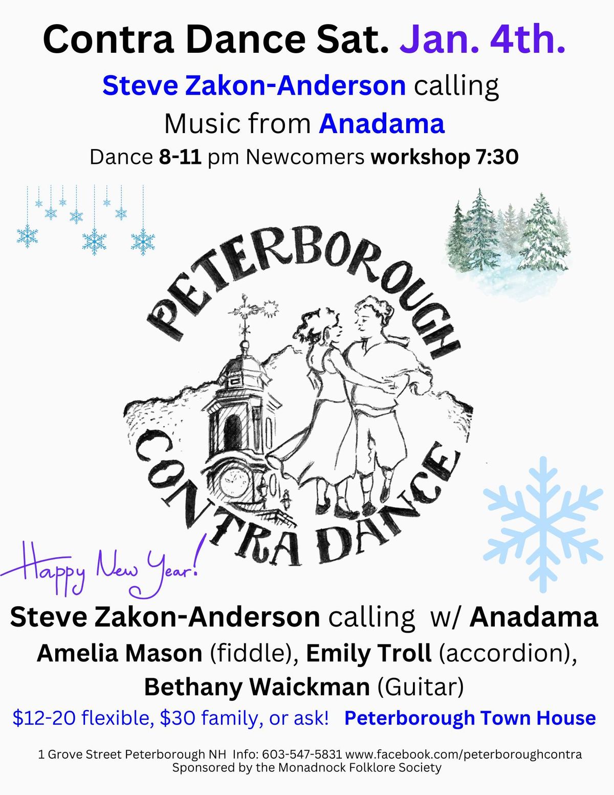 Contra Dance Jan. 4th. Steve Zakon-Anderson with Anadama - (fiddle, accordion, & guitar)