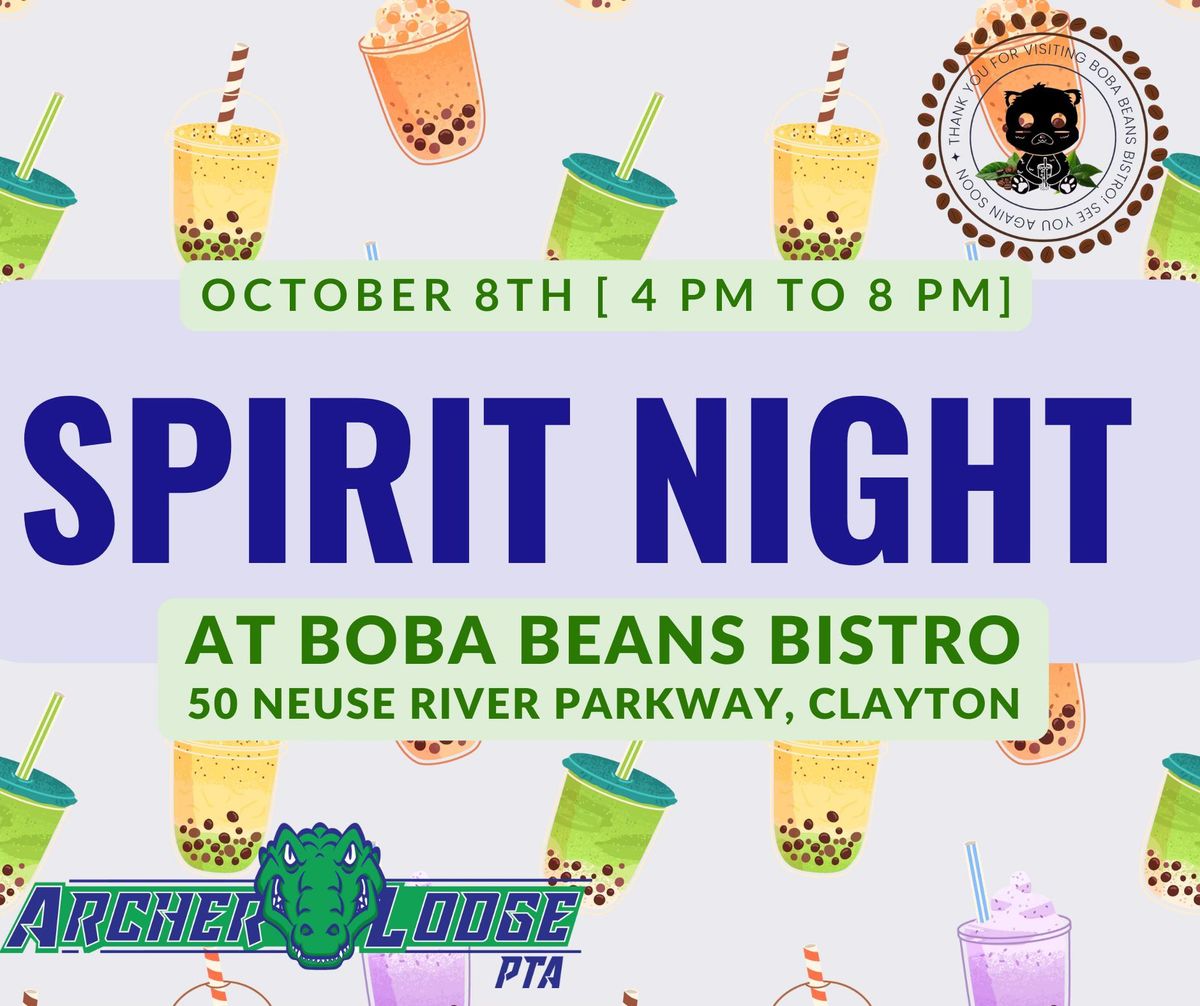 Spirit Night at Boba Beans Bistro