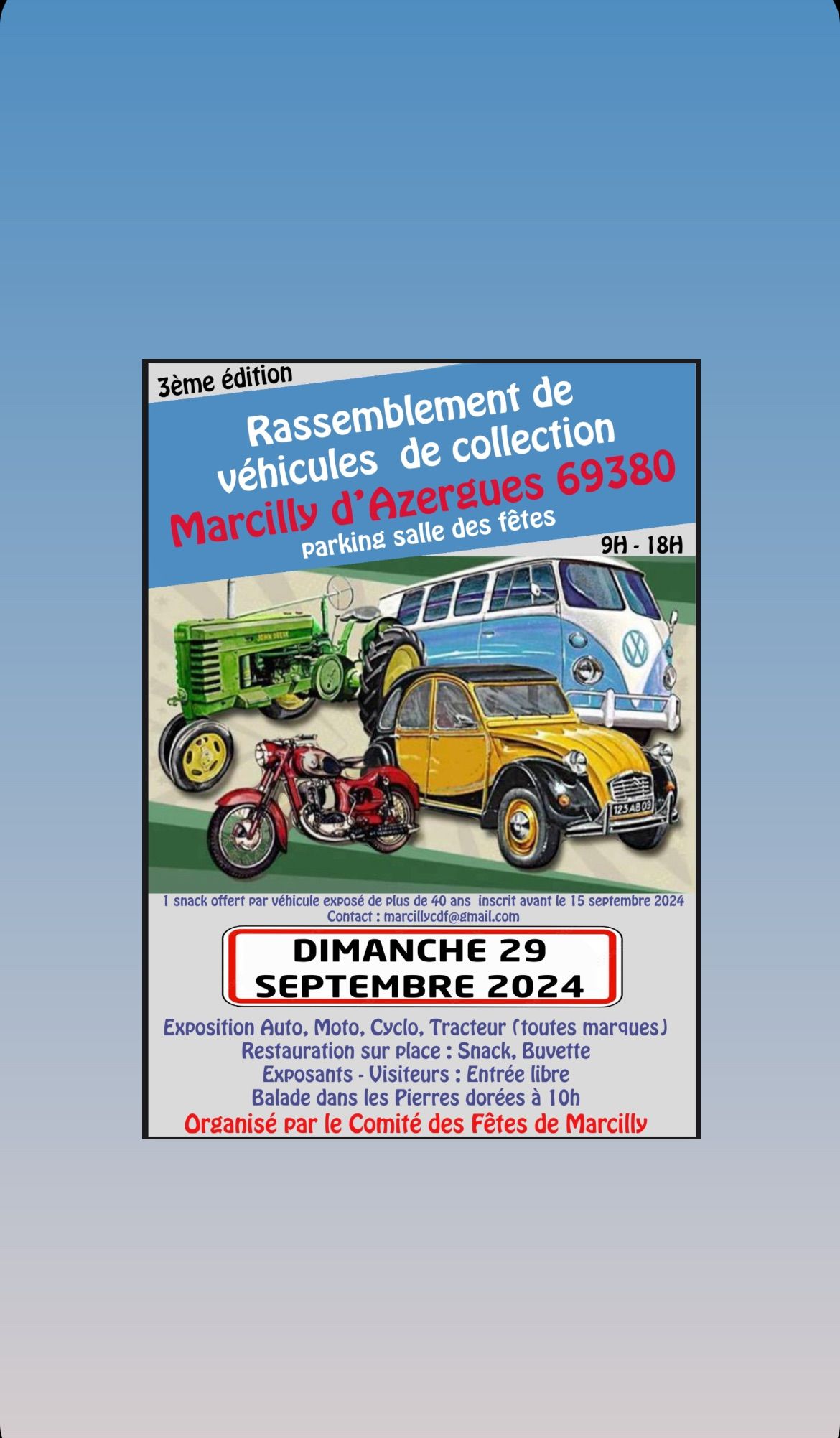 Rassemblement de v\u00e9hicules de collection \u00e0 Marcilly d\u2019azergues 