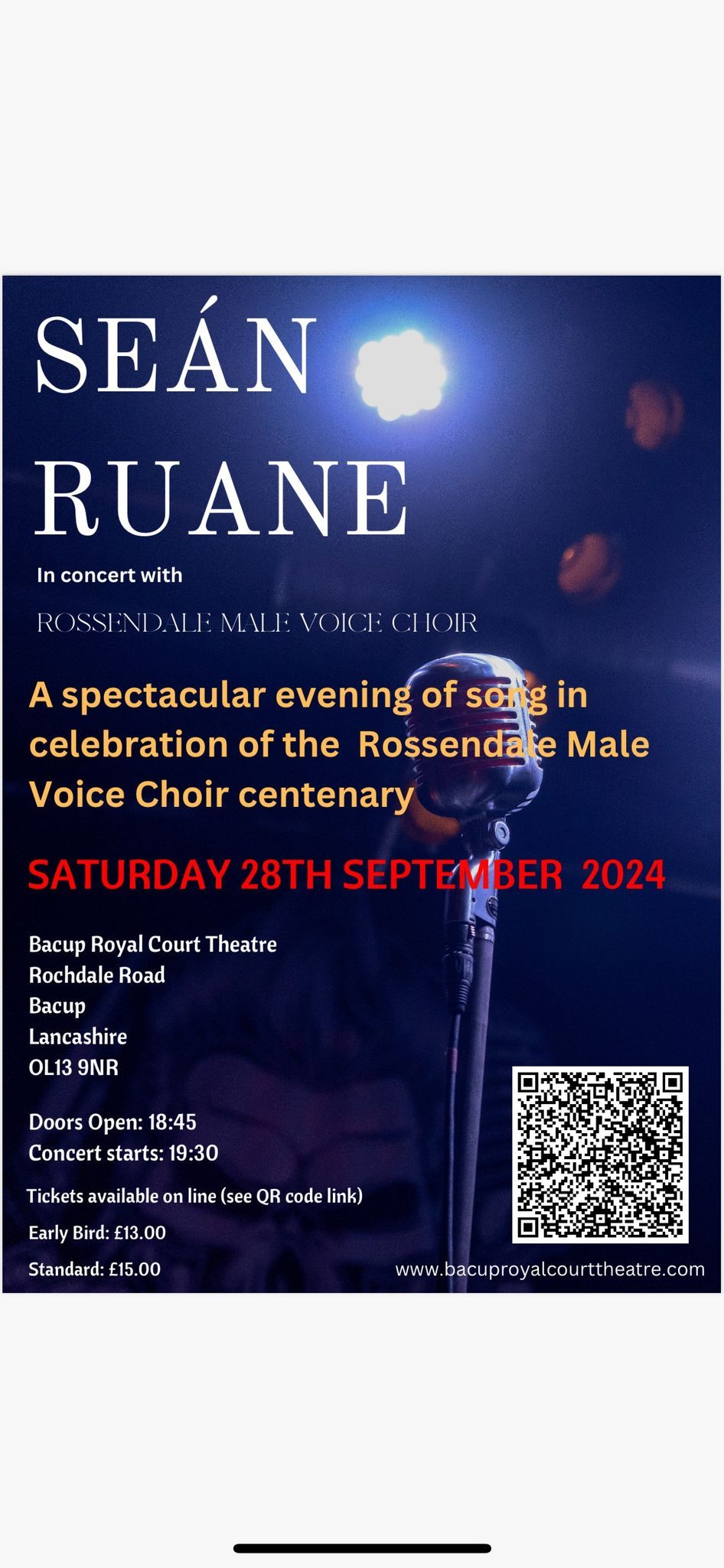 Sean Ruane with Rossendale Male Voice Choir 