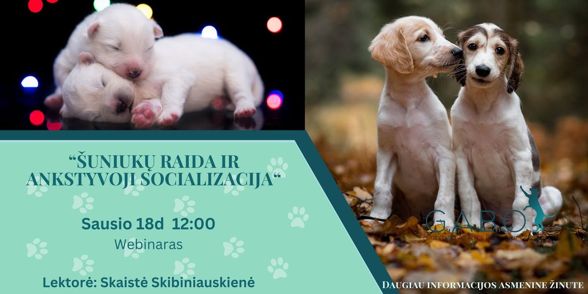 Webinaras "\u0160uniuk\u0173 raida ir ankstyvoji socializacija"