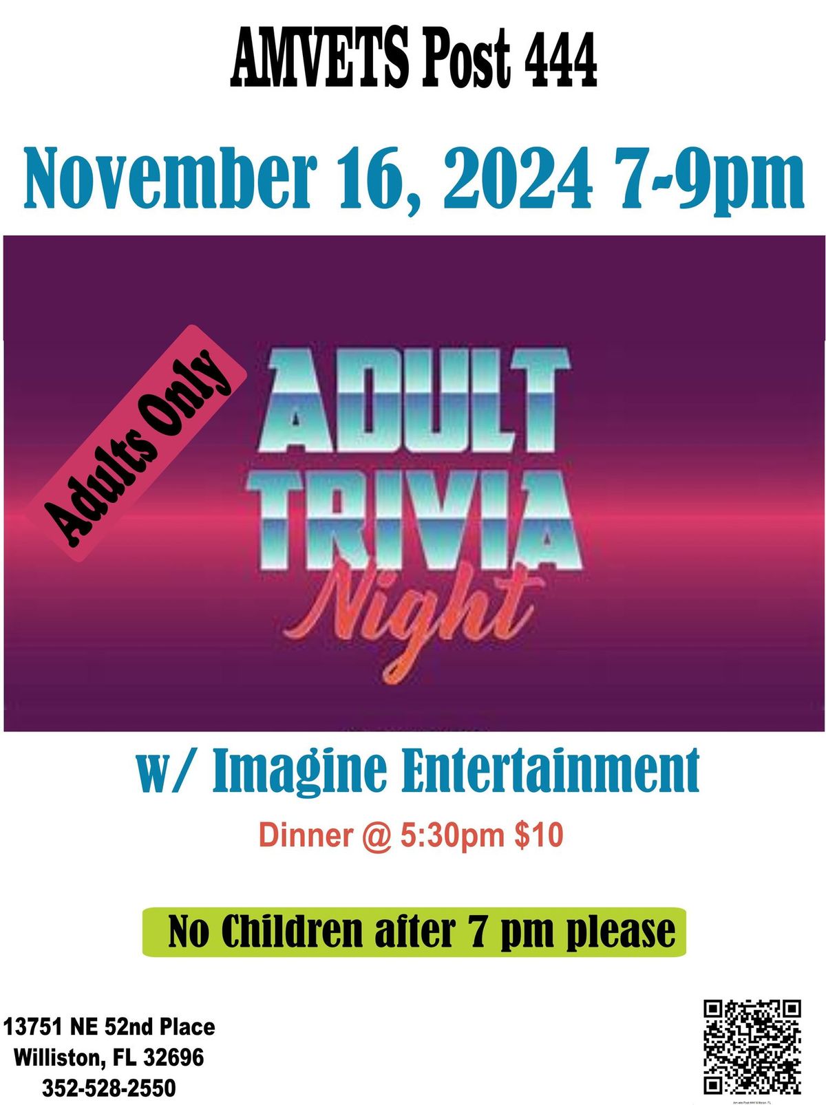 Dinner & Adult Trivia Night