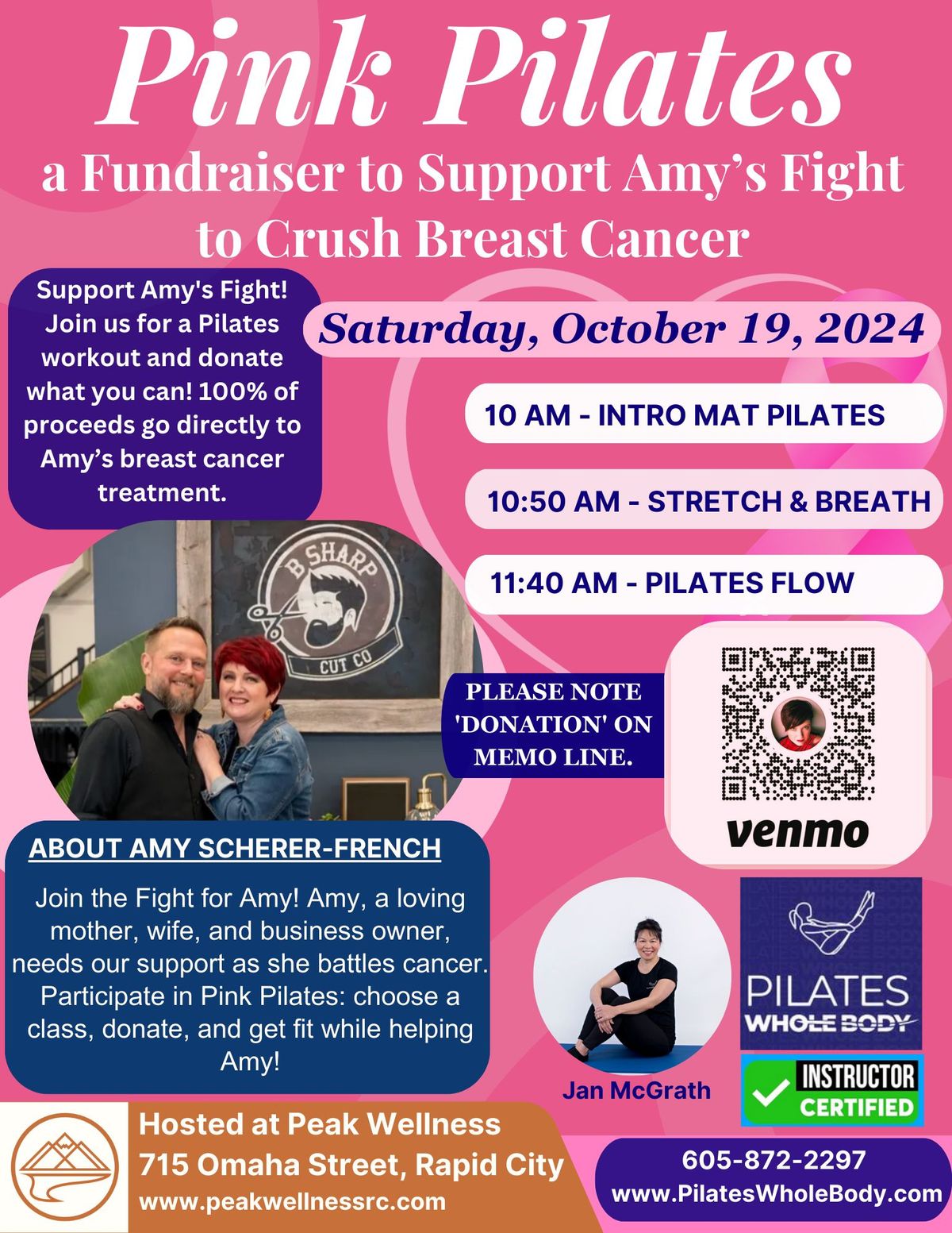 Pink Pilates Fundraiser to Support Amy's Fight