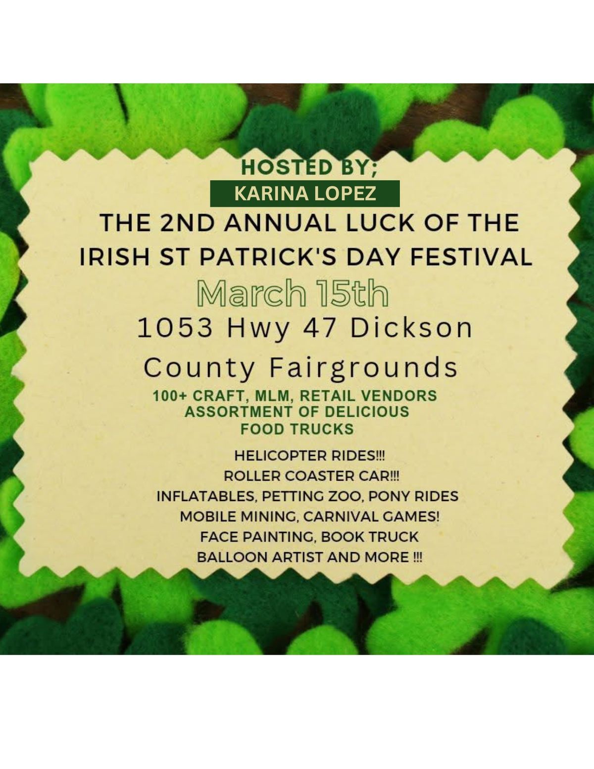 2nd Annual Luck of the Irish St Patrick's Day Festival