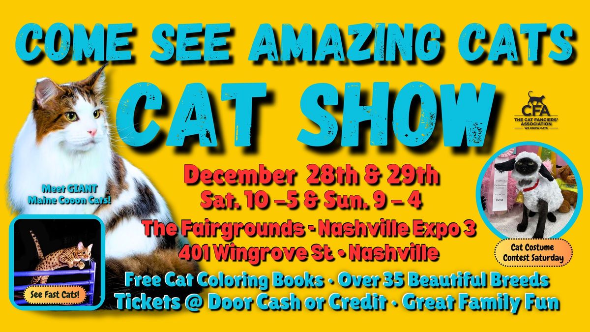 Come See the Amazing Cats at the PURR-FECT NASHVILLE Cat Show & AGILITY Contest Dec. 28th & 29th!