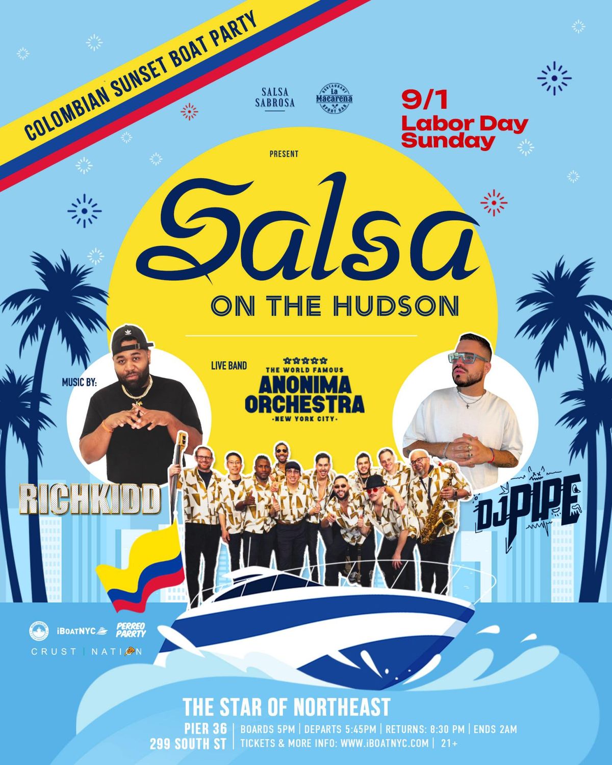 SALSA ON THE HUDSON: Labor Day Sunset Boat Party Cruise NYC