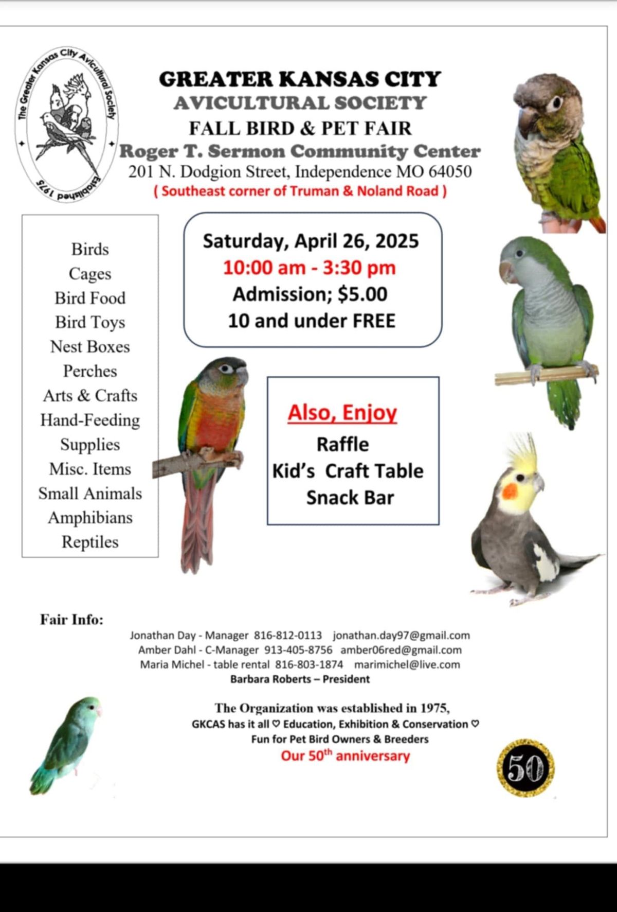 The Greater Kansas City Avicultural Society Bird Fair and Pet Expo