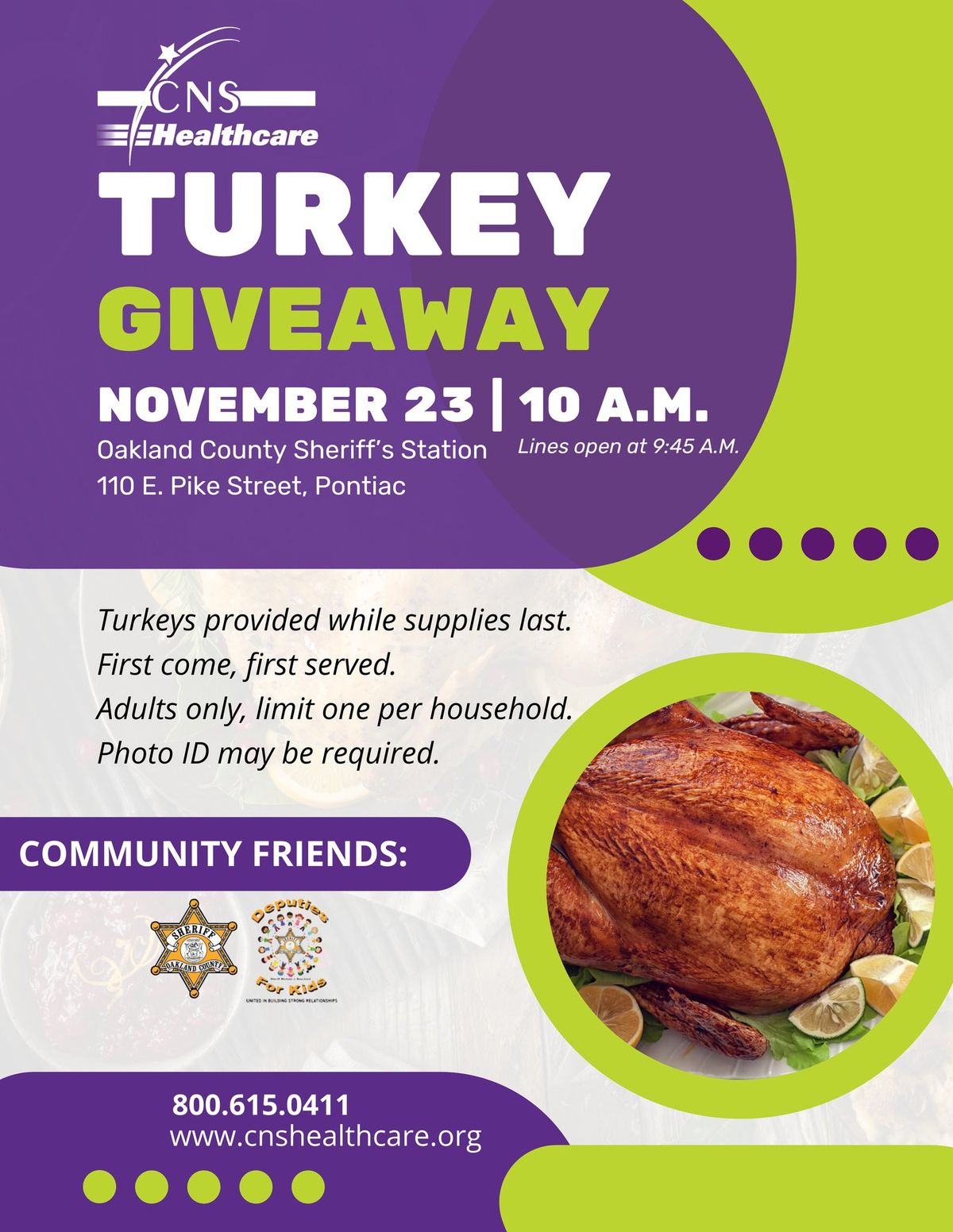 12th Annual Turkey Giveaway (Pontiac - Oakland County Sheriff's Office)