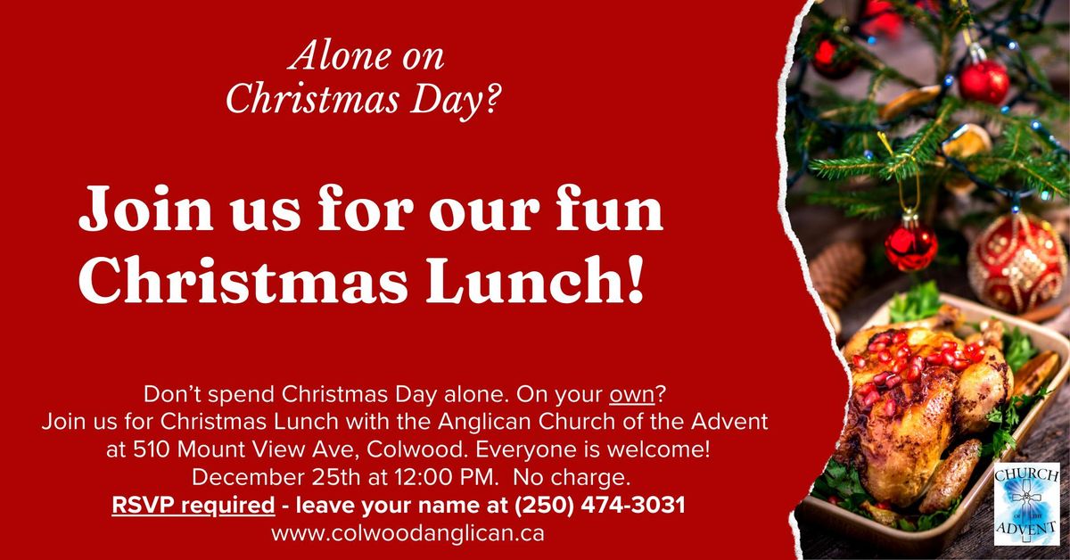 Home Alone on Christmas Day? Join us for a festive lunch! 