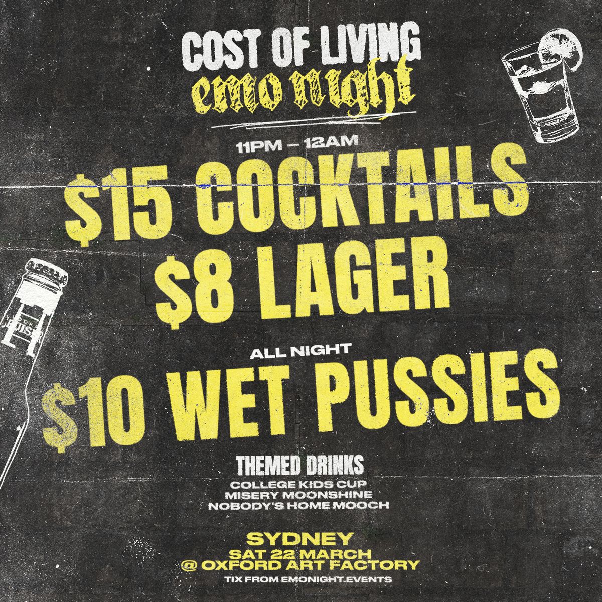 COST OF LIVING EMO NIGHT $5 TIX - SYDNEY 2025