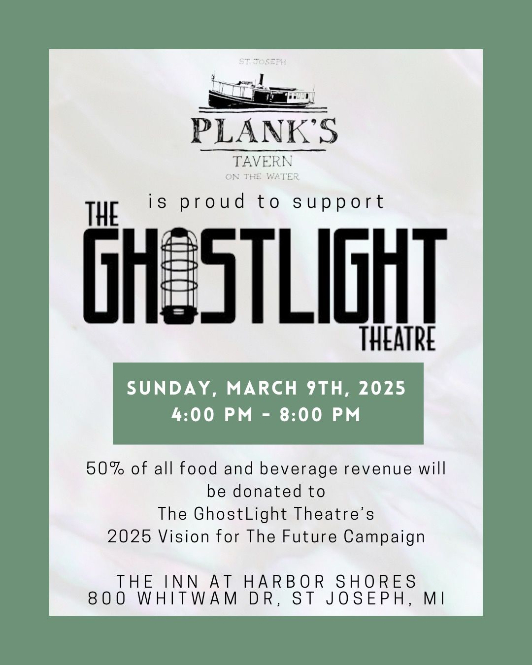 GhostLight GiveBack Night at Plank's Tavern - The Inn At Harbor Shores