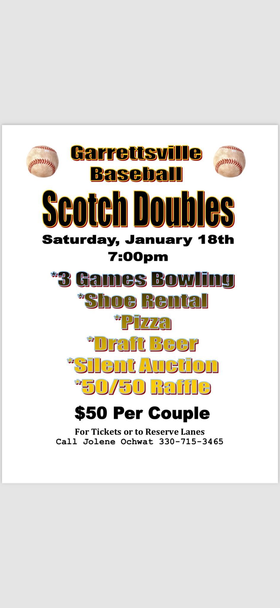 Garrettsville Youth Baseball Teams Scotch Doubles