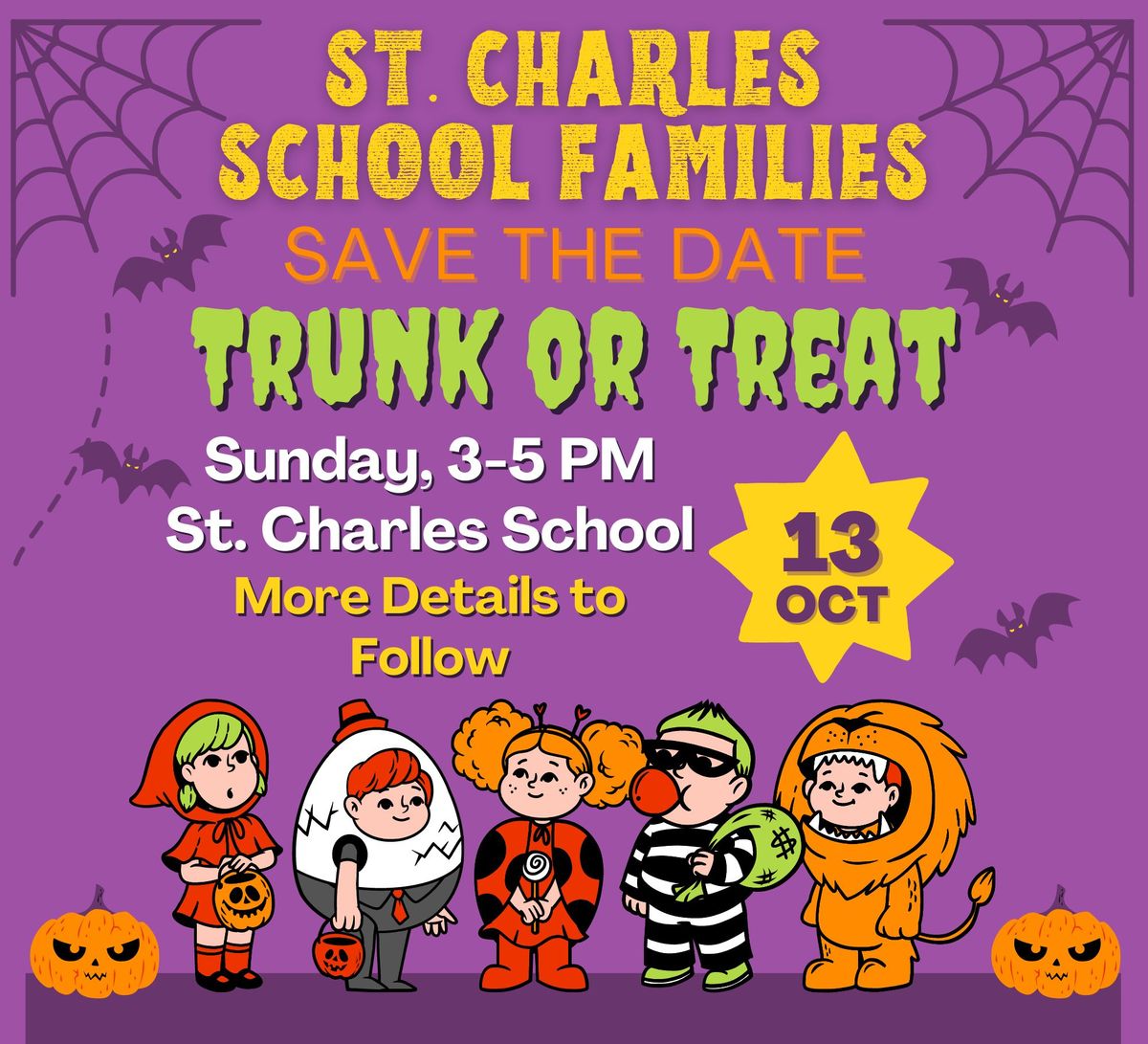 Trunk or Treat for St. Charles School Families