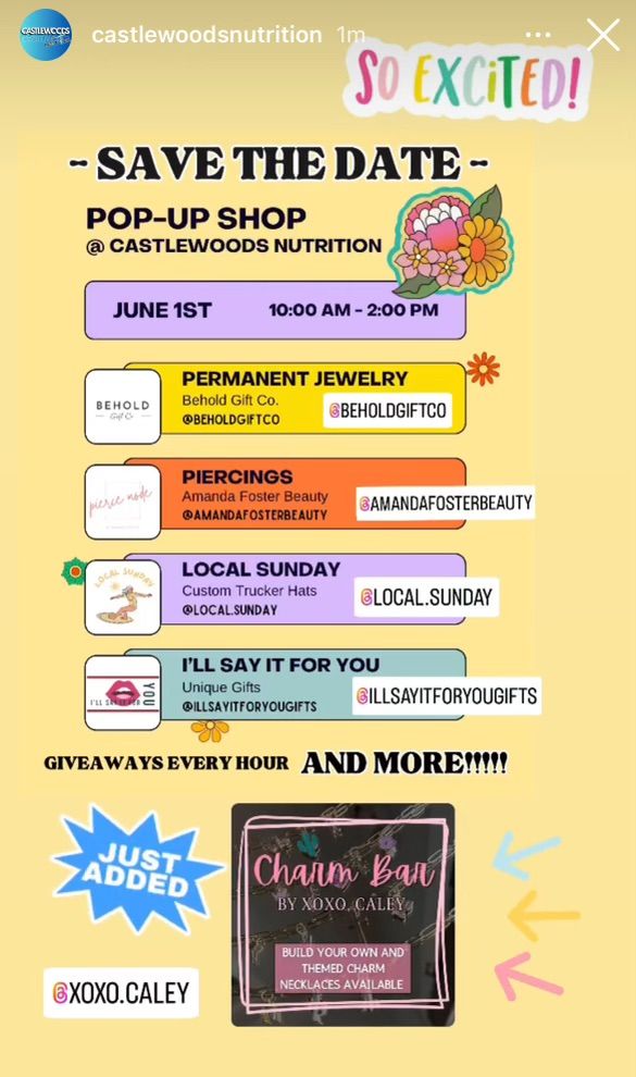Pop Up Shop @ Castlewood\u2019s Nutrition