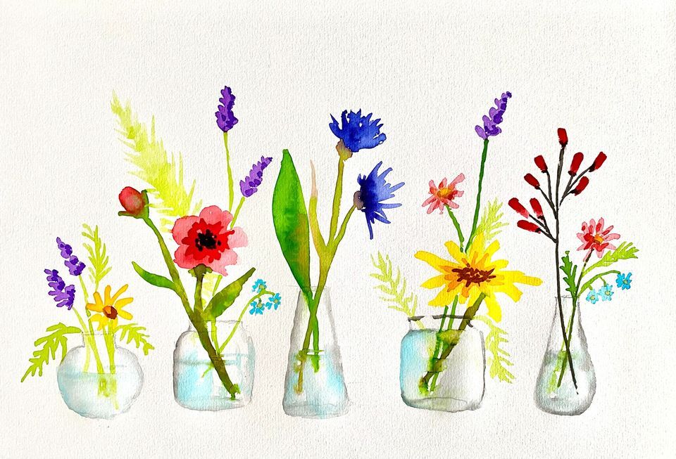 SOLD OUT Auckland Watercolour & Wine Night - Wildflowers in Vases