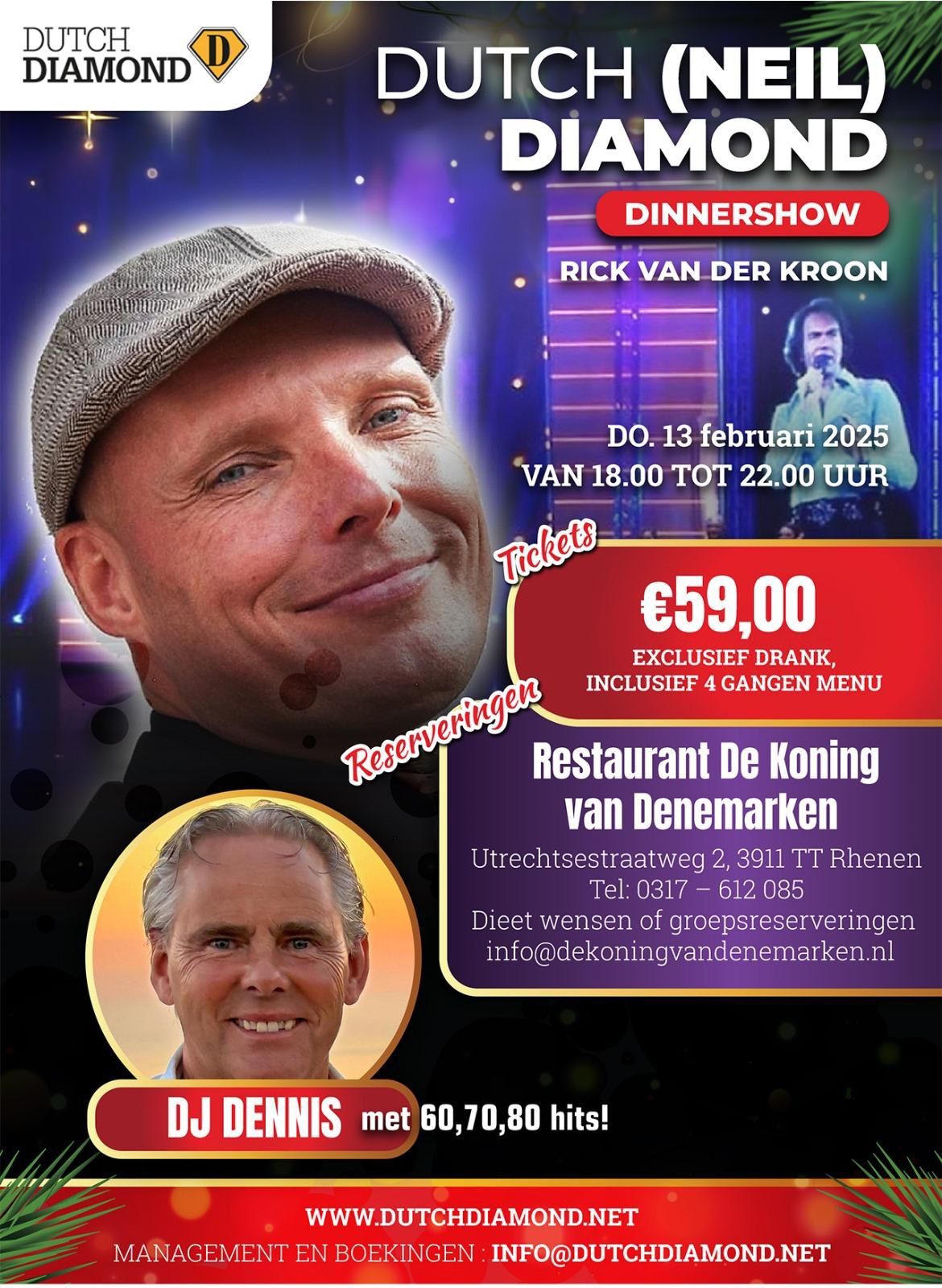 Dinershow \u201cDutch diamond\u201d 13 februari 