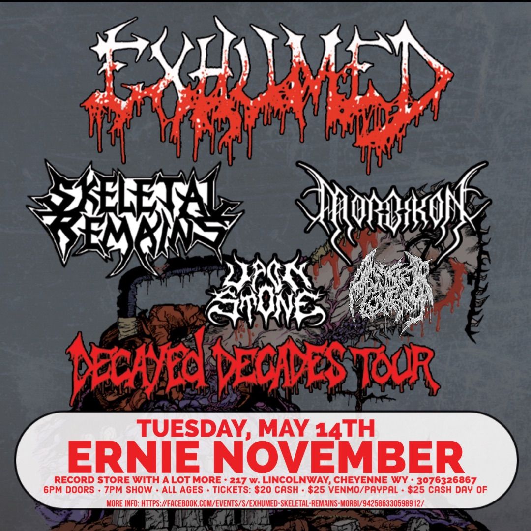 EXHUMED, SKELETAL REMAINS, MORBIKON, UPON STONE, ALEISTER COWBOY In-Store Show