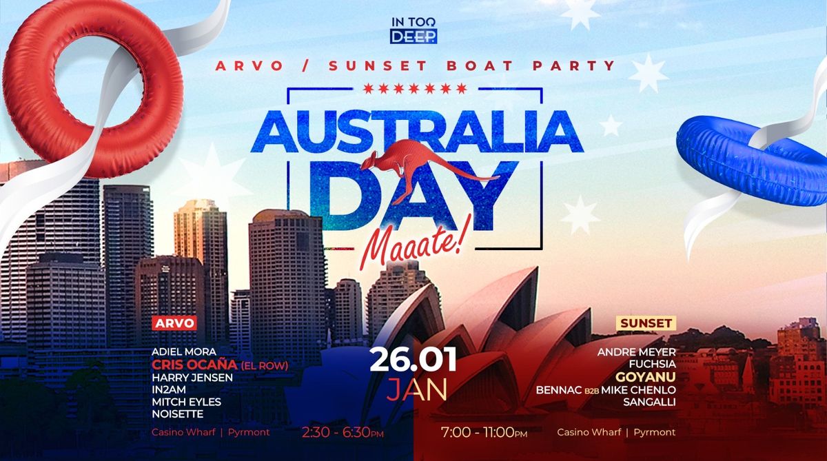 Australia Day 2025 - Double Boat Party | Arvo or Sunset | InTooDeep