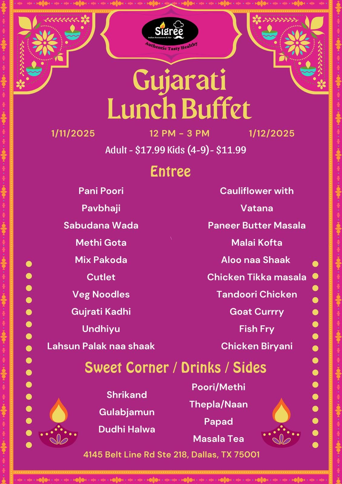 New Year Special  Gujarati Food festival at Sigree Addison On Jan 11 and Jan 12