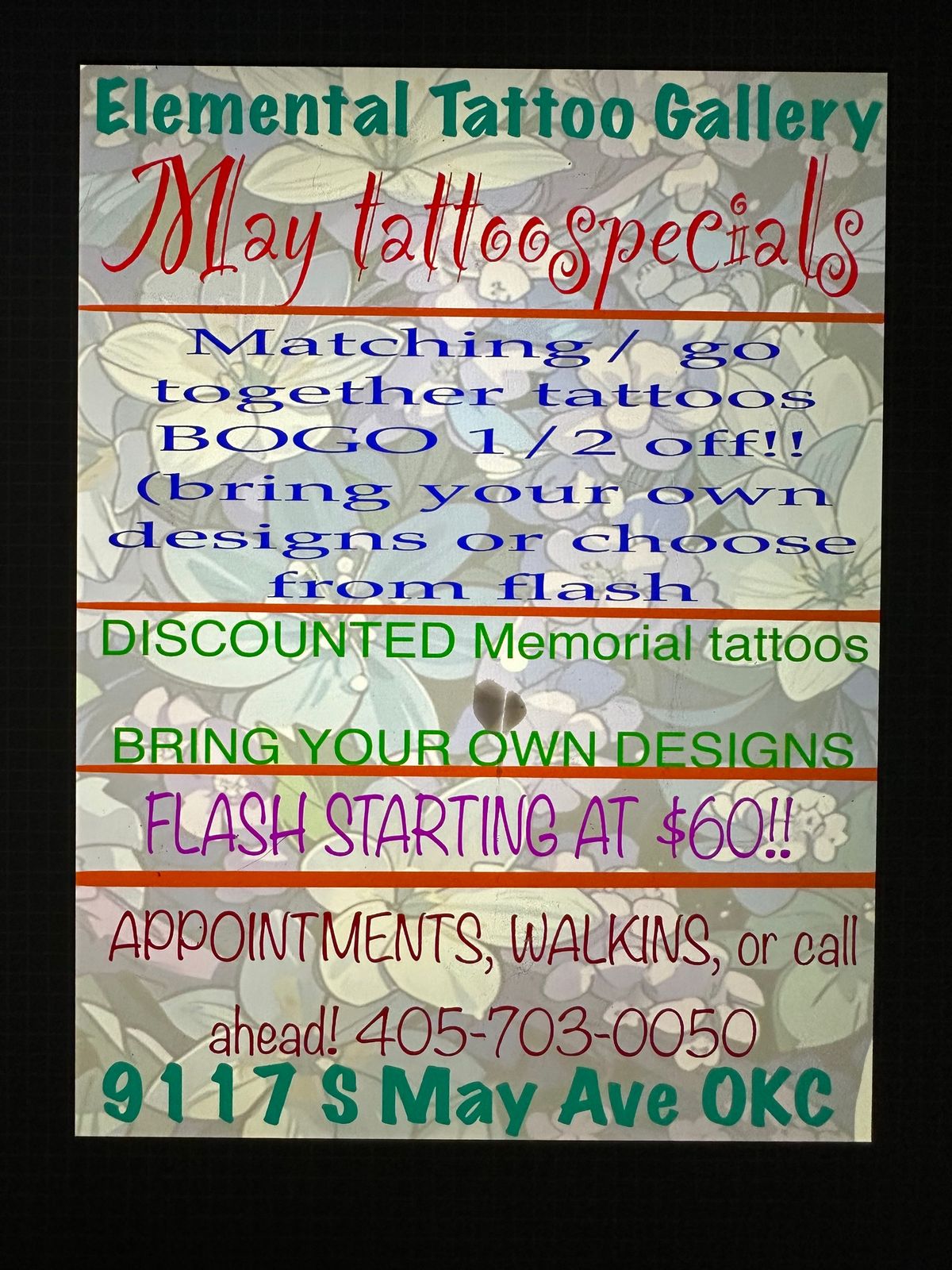 May tattoo specials ??